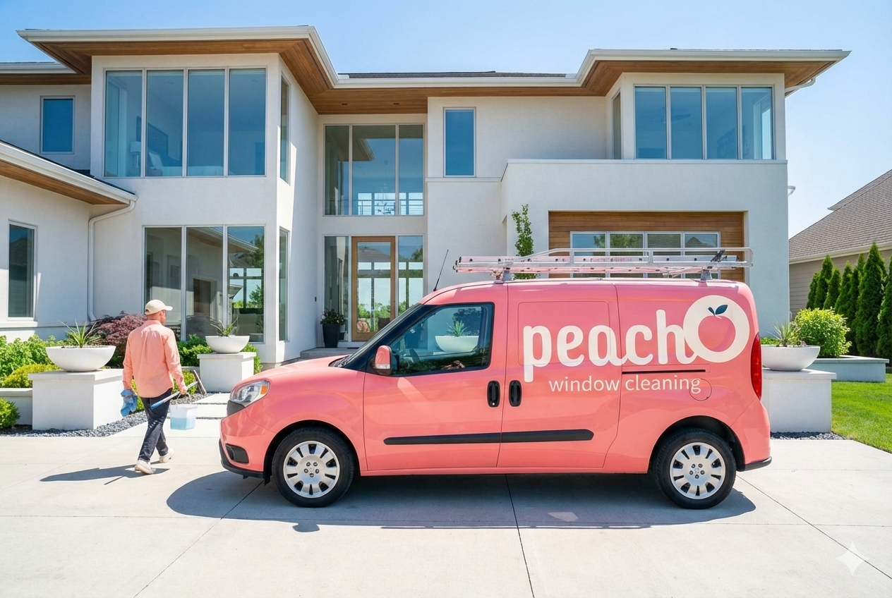 Peach Window Cleaning van